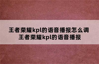 王者荣耀kpl的语音播报怎么调 王者荣耀kpl的语音播报